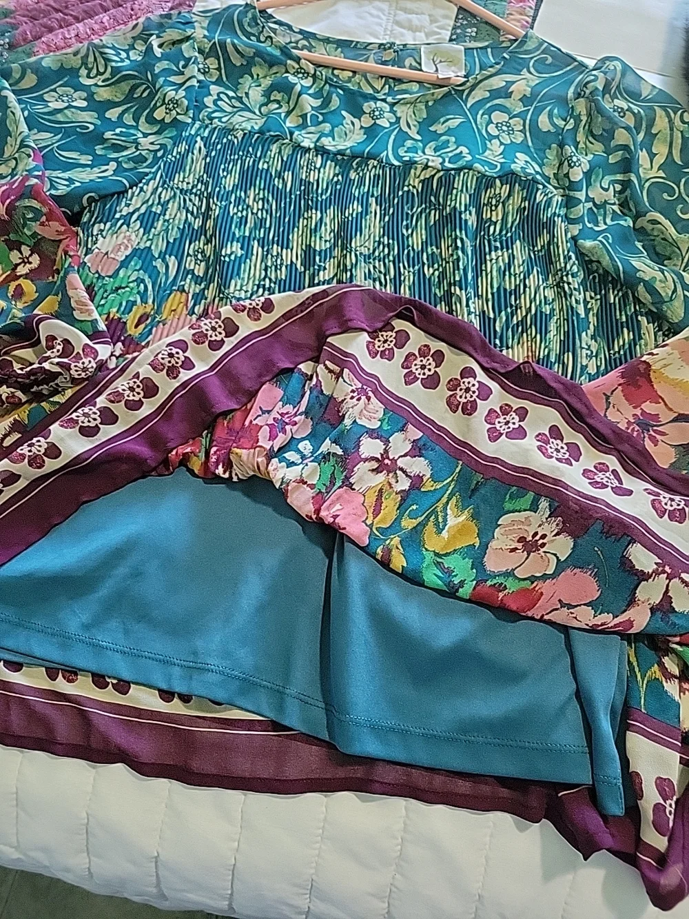 fig and flower Teal Flower Tunic Top Size 2xl - Picture 6 of 9
